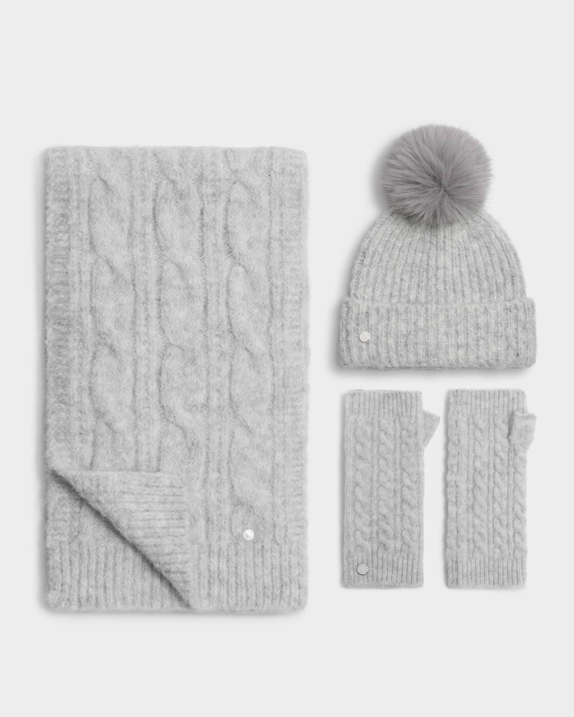 Katie Loxton Cable Knit Handwarmer Light Grey