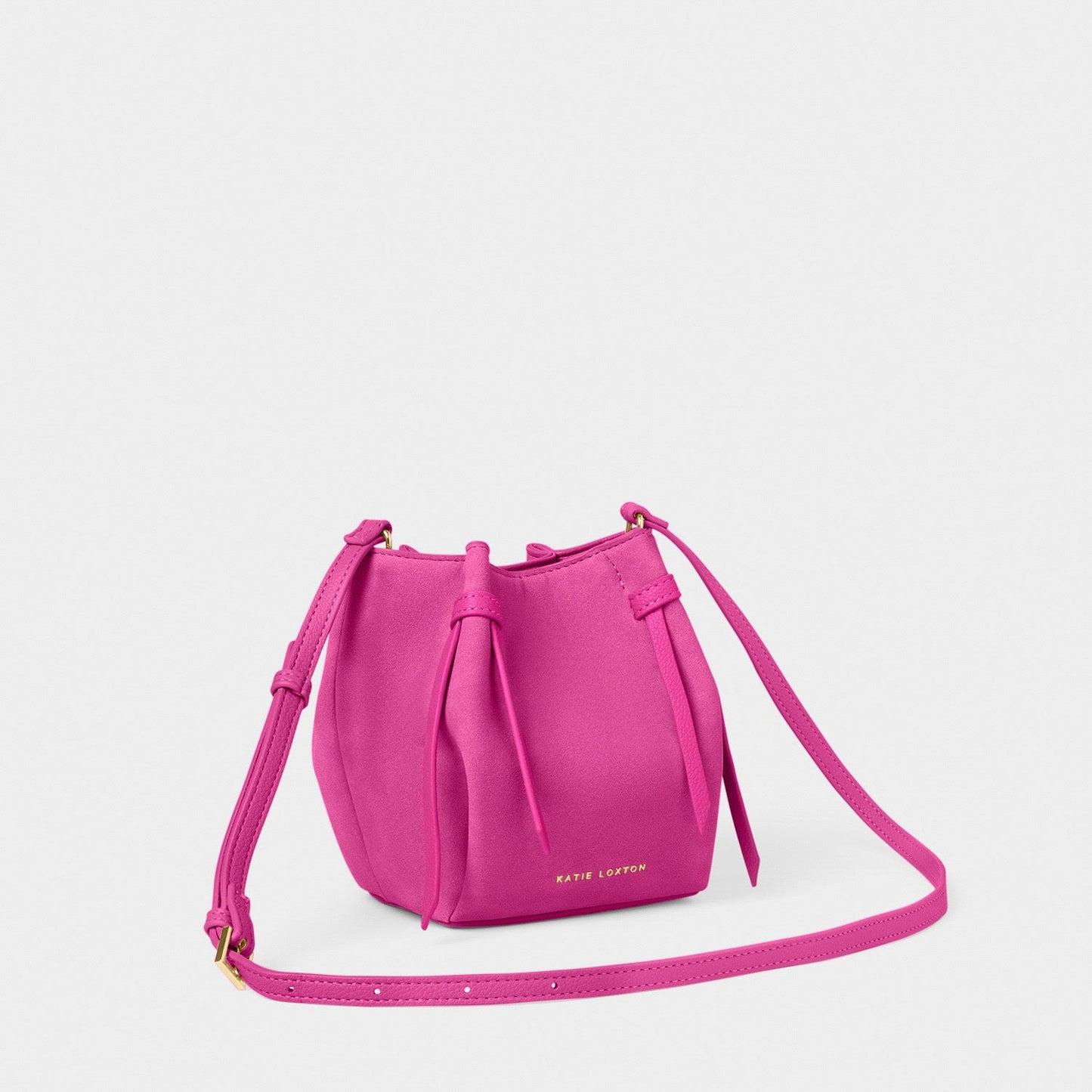 Katie Loxton Celina Mini Suedette Bucket Bag Magenta Suedette