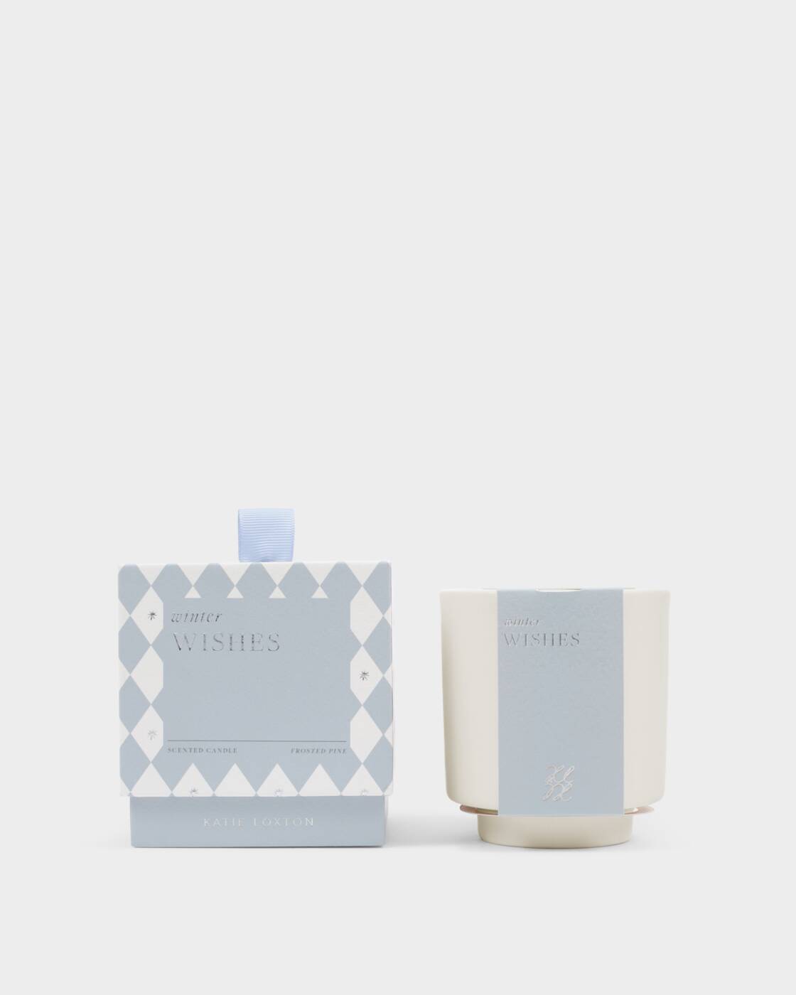 Katie Loxton Ceramic Sentiment Candle Winter Wishes Frosted Pine And Cedarwood