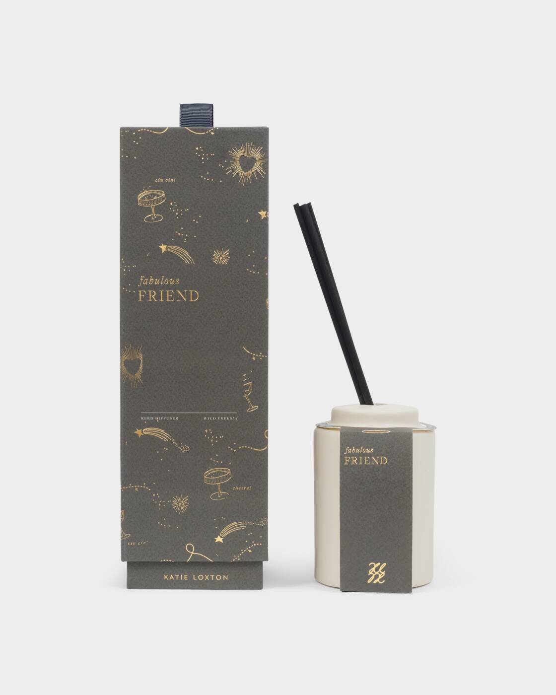 Katie Loxton Ceramic Sentiment Reed Diffuser Fabulous Friend Fresh Fig And Wild Freesia