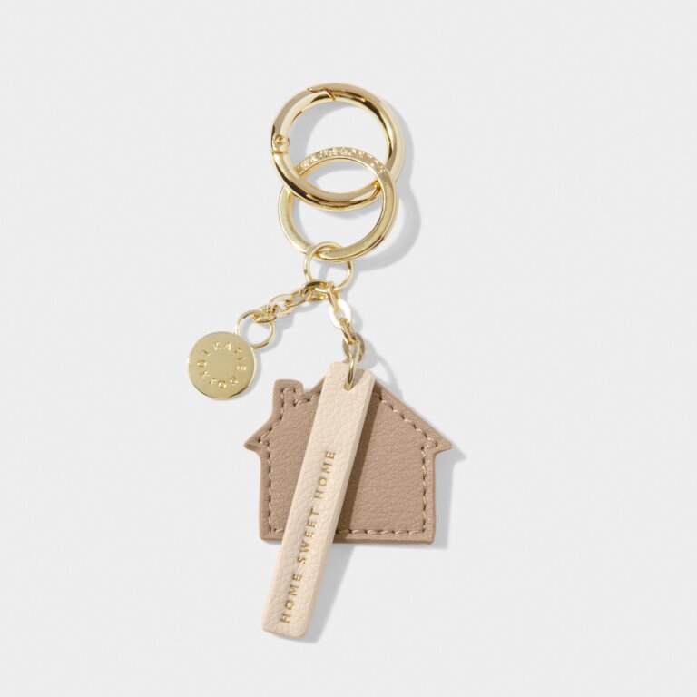 Katie Loxton Chain Keyring Home Is Where The Heart Is Taupe House