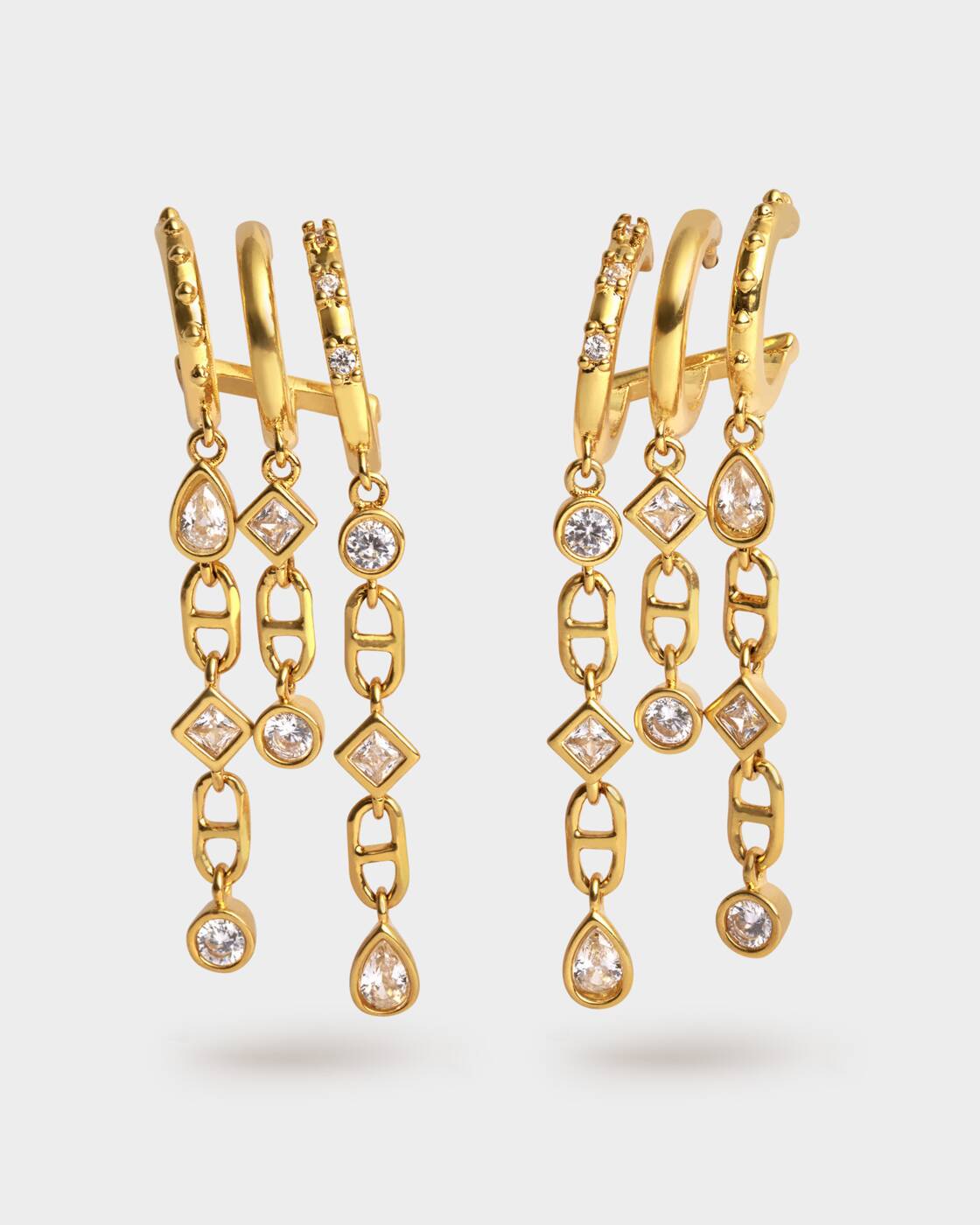 Katie Loxton Champagne Hour Drop Hoop Earrings Gold Coated