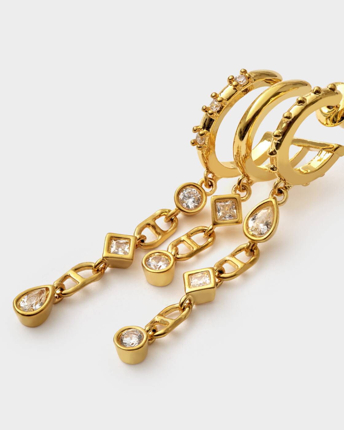 Katie Loxton Champagne Hour Drop Hoop Earrings Gold Coated
