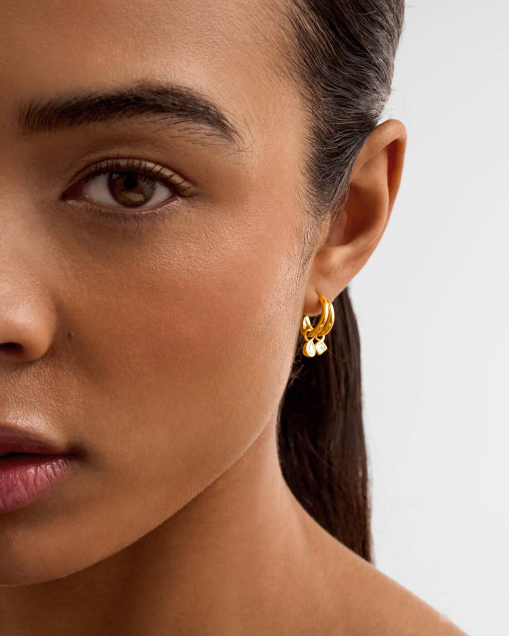 Katie Loxton Champagne Hour Small Drop Hoop Earrings Gold Coated