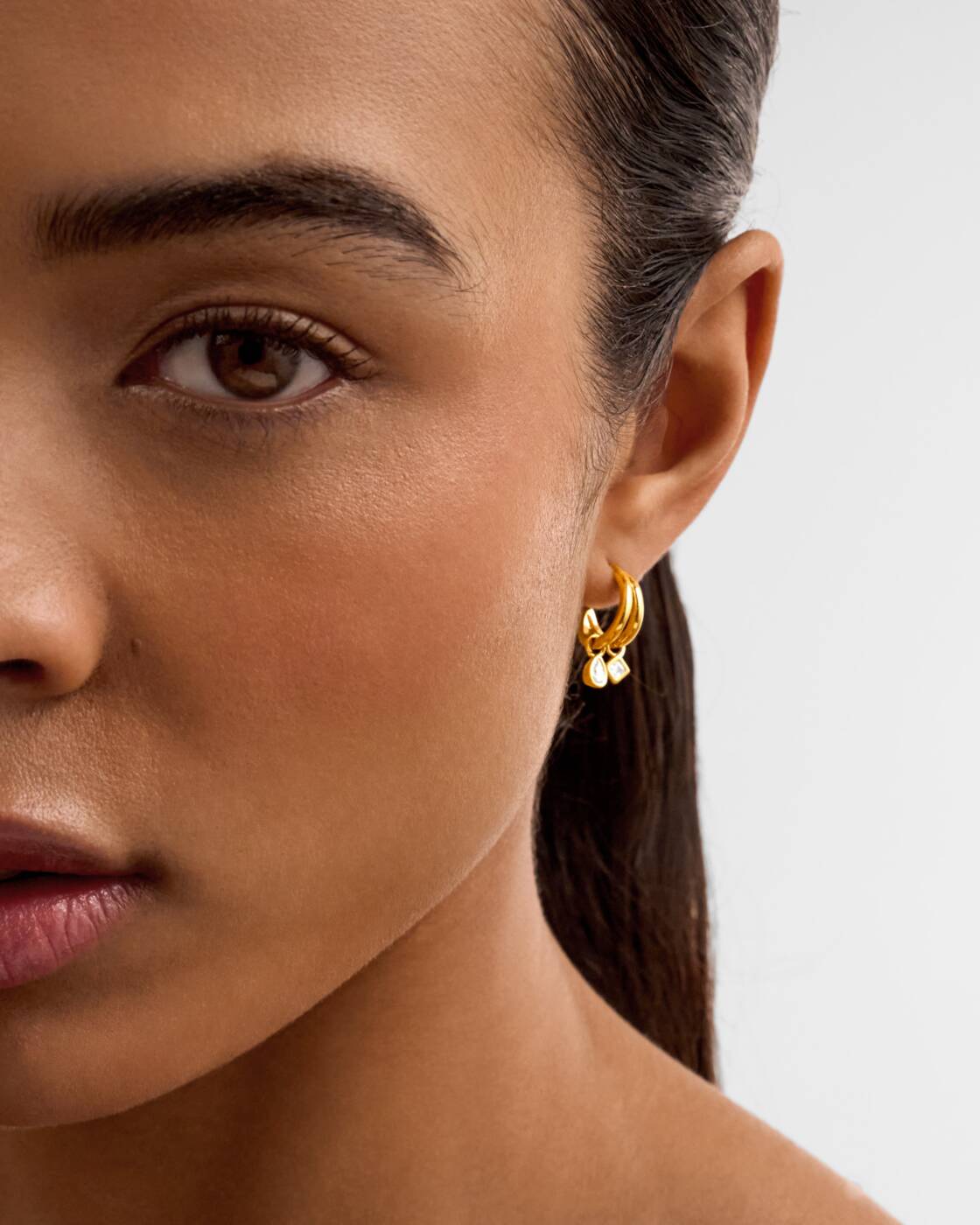 Katie Loxton Champagne Hour Small Drop Hoop Earrings Gold Coated