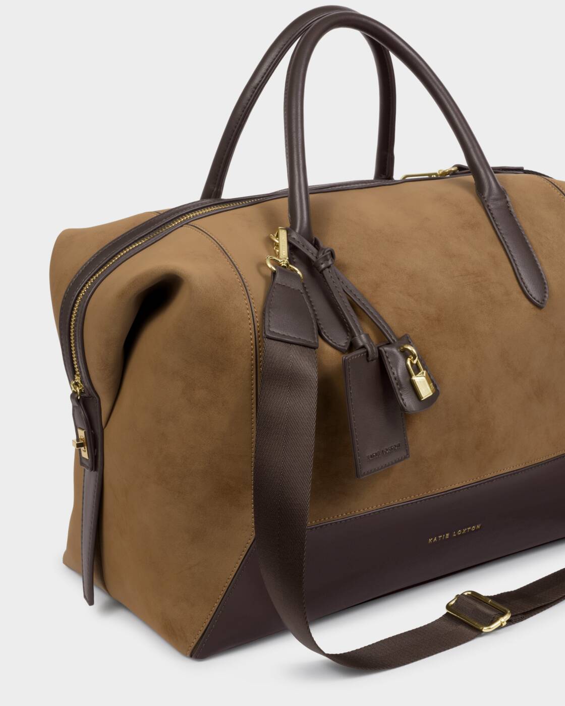 Katie Loxton Charlbury Cabin Bag Caramel Suedette Bitter Chocolate