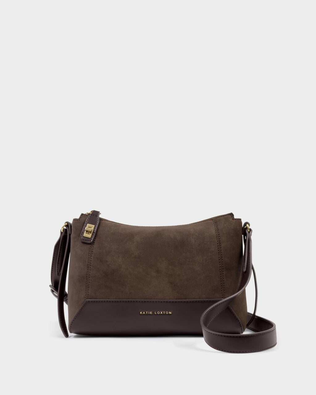 Katie Loxton Charlbury Crossbody Bag Bitter Chocolate Suedette Bitter Chocolate