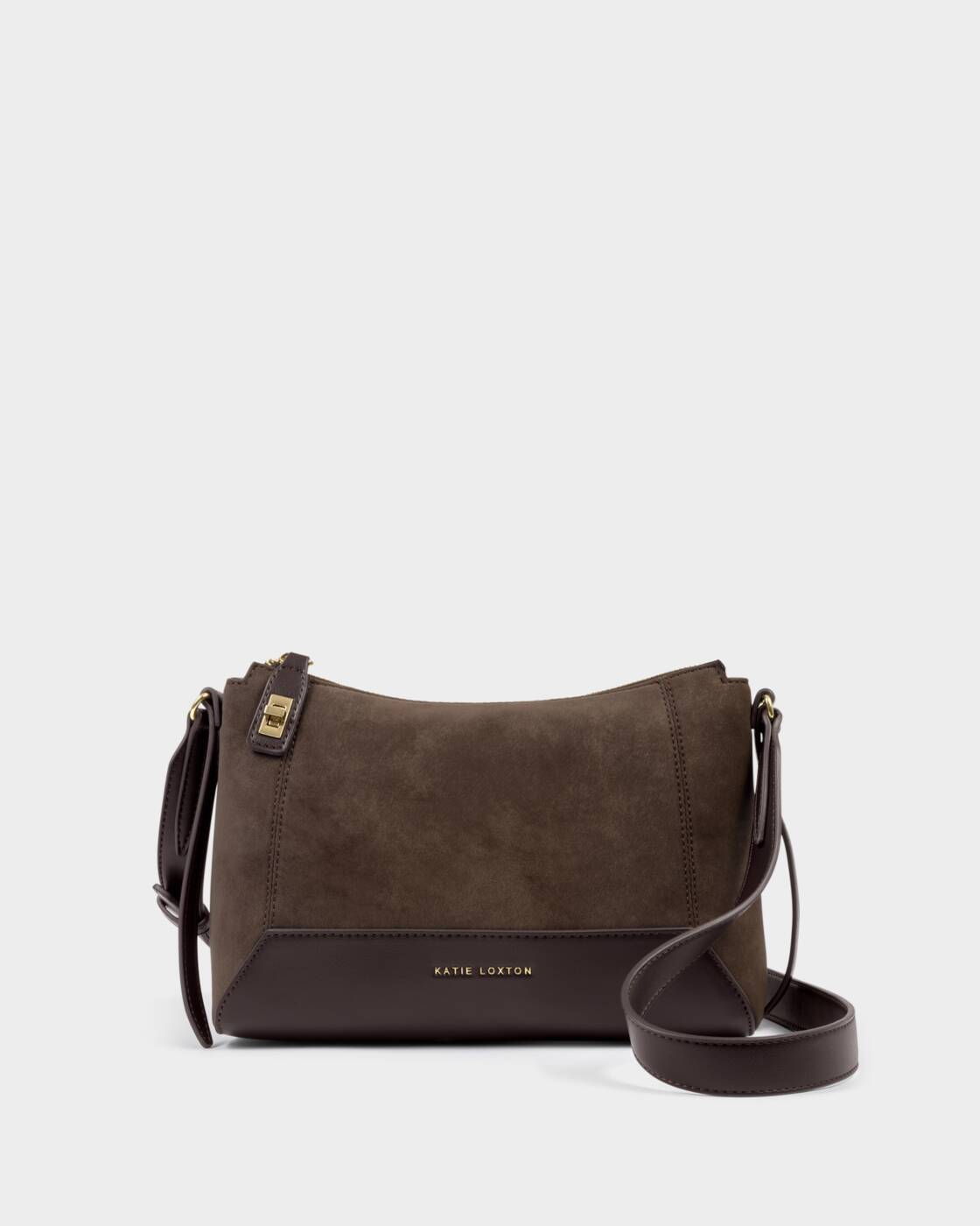 Katie Loxton Charlbury Crossbody Bag Bitter Chocolate Suedette Bitter Chocolate