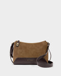 Katie Loxton Charlbury Crossbody Bag Caramel Suedette Bitter Chocolate