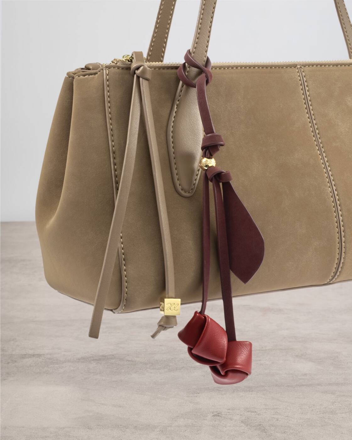 Katie Loxton Cherry Bag Charm Crimson Cherry Suedette