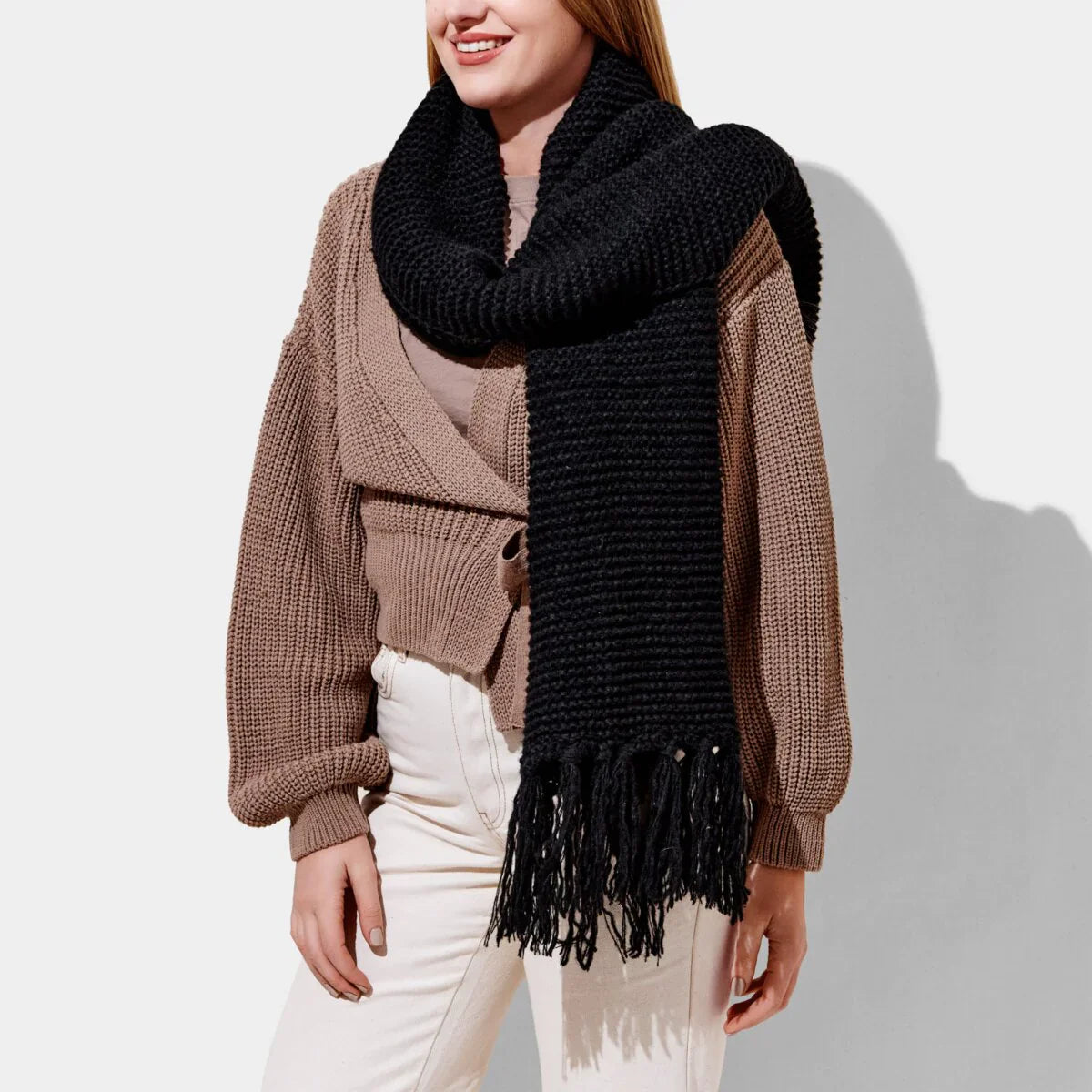Katie Loxton Chunky Knitted Scarf Black