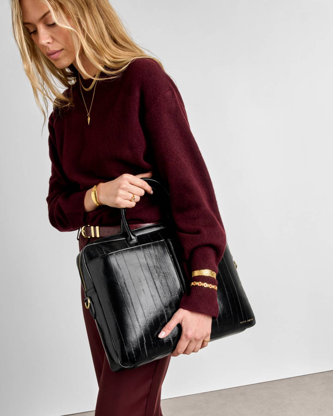 Katie Loxton City Laptop Bag Black Eel