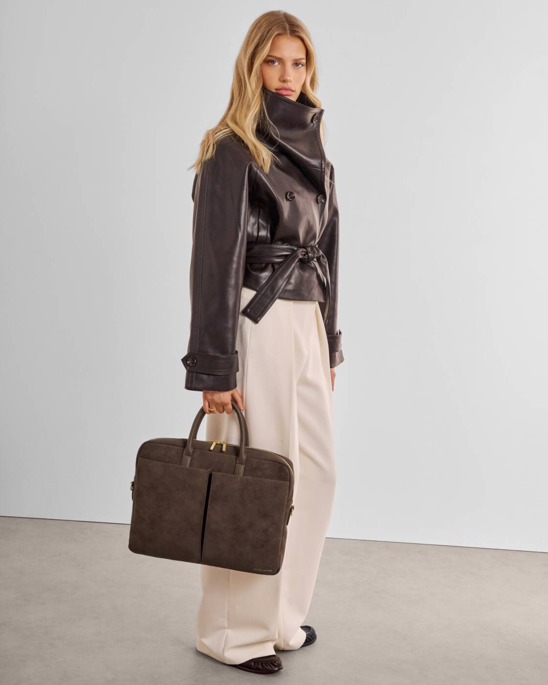 Katie Loxton City Laptop Bag Chocolate Suedette Chocolate