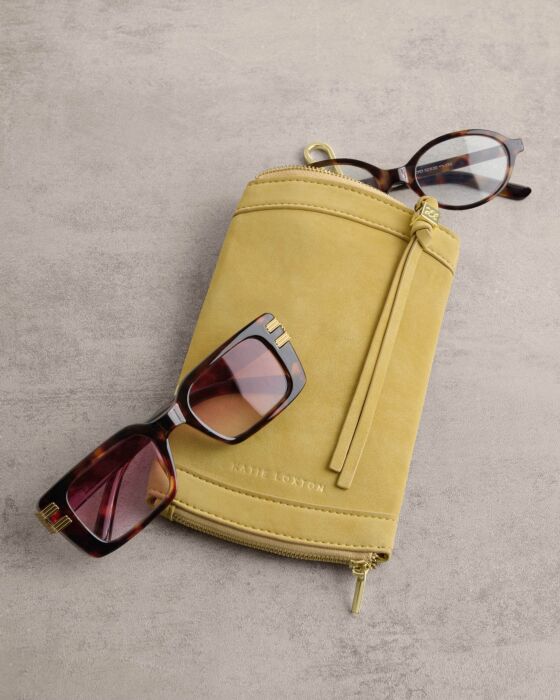 Katie Loxton Clip On Sunglasses Case Butter Yellow Suedette