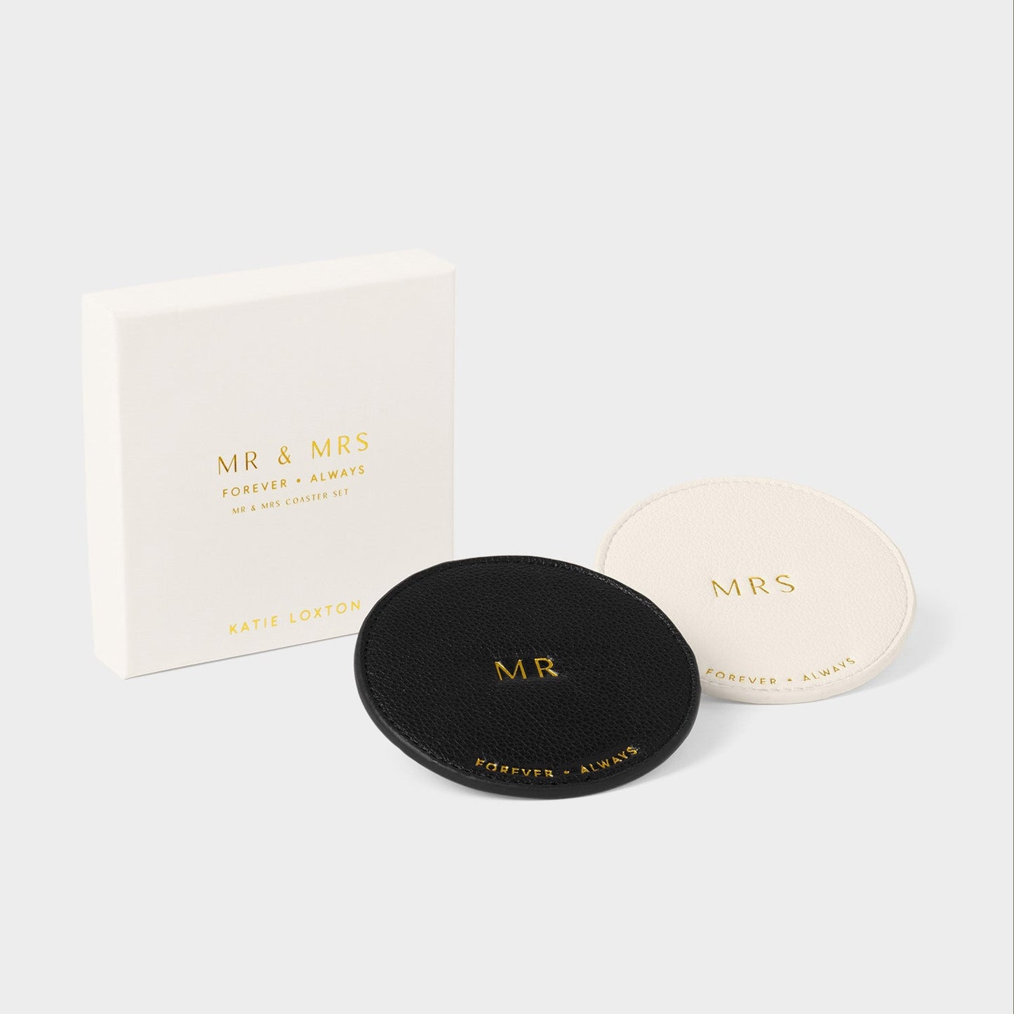 Katie Loxton Coaster Set Mr & Mrs Off White And Black