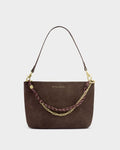 Katie Loxton Cord Small Shoulder Bag Bitter Chocolate Suedette