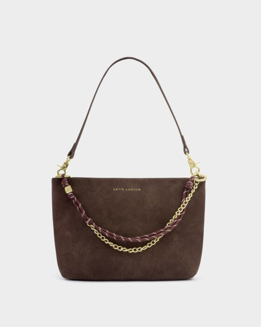 Katie Loxton Cord Small Shoulder Bag Bitter Chocolate Suedette