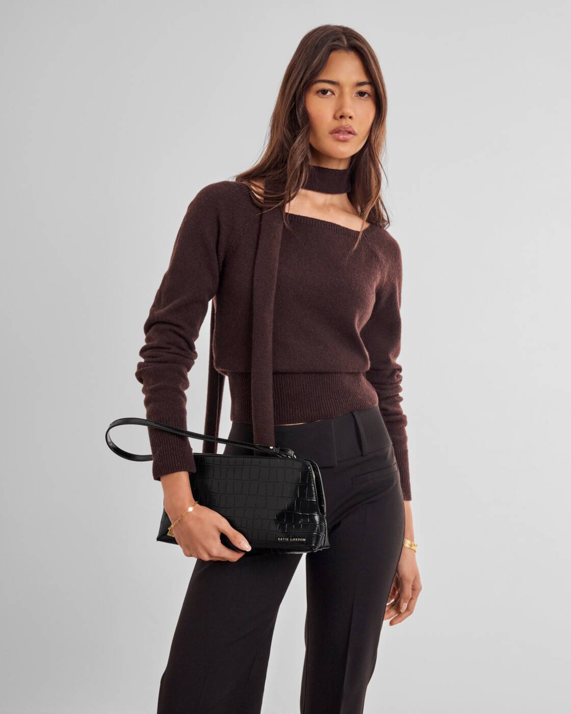 Katie Loxton Estelle Multiway Bag Black Faux Croc