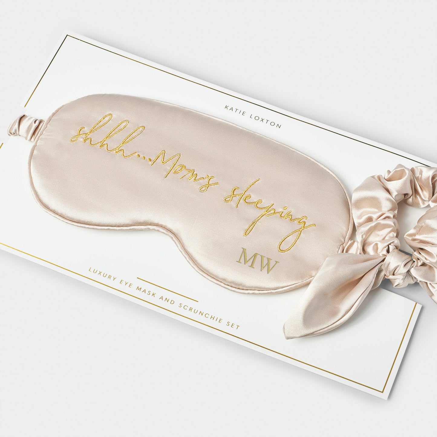 Katie Loxton Eye Mask And Scrunchie Set Shhh… Mums Sleeping Champagne