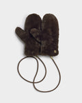 Katie Loxton Faux Fur Mittens With Cord Chocolate
