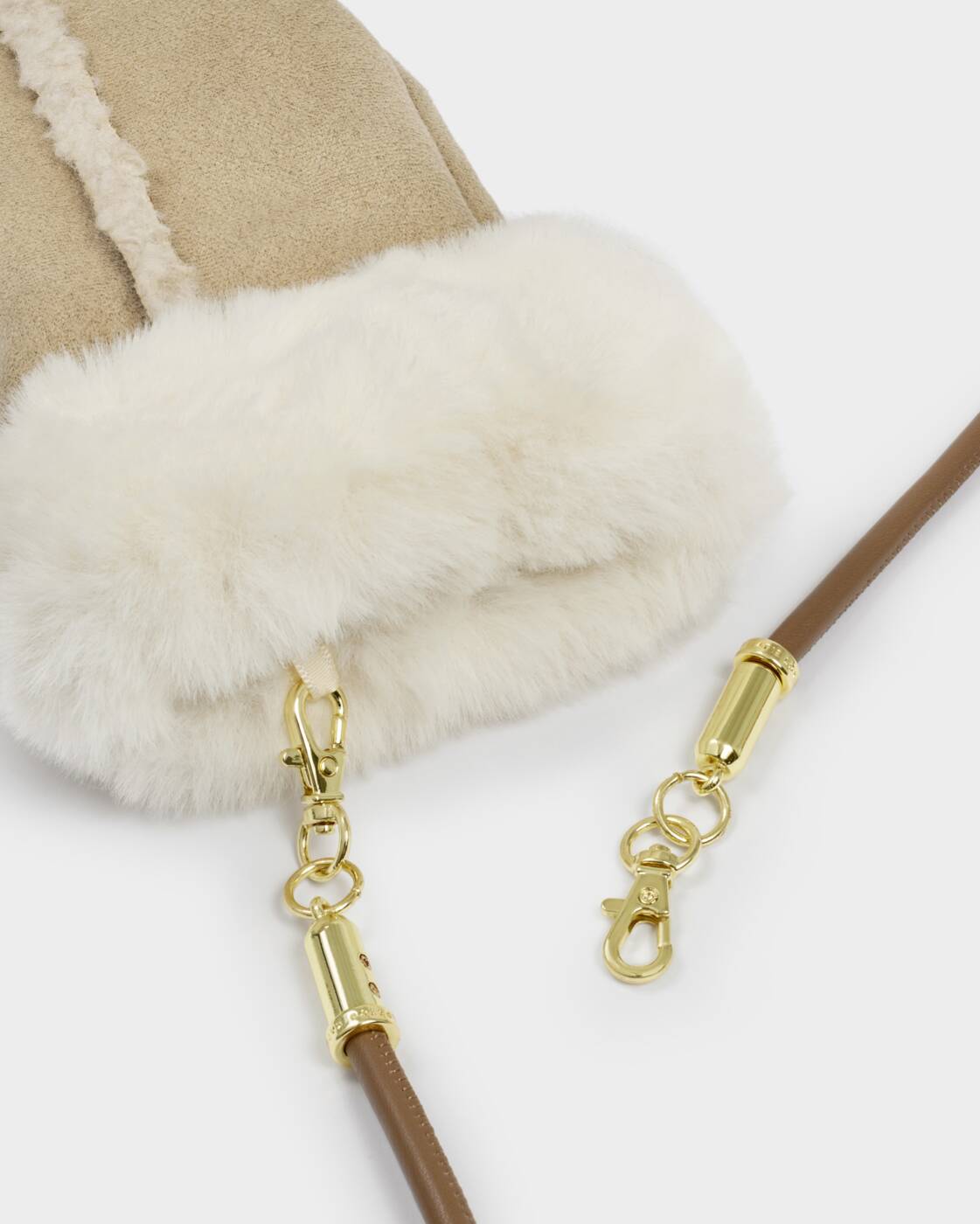 Katie Loxton Faux Suede Mittens Taupe Cream