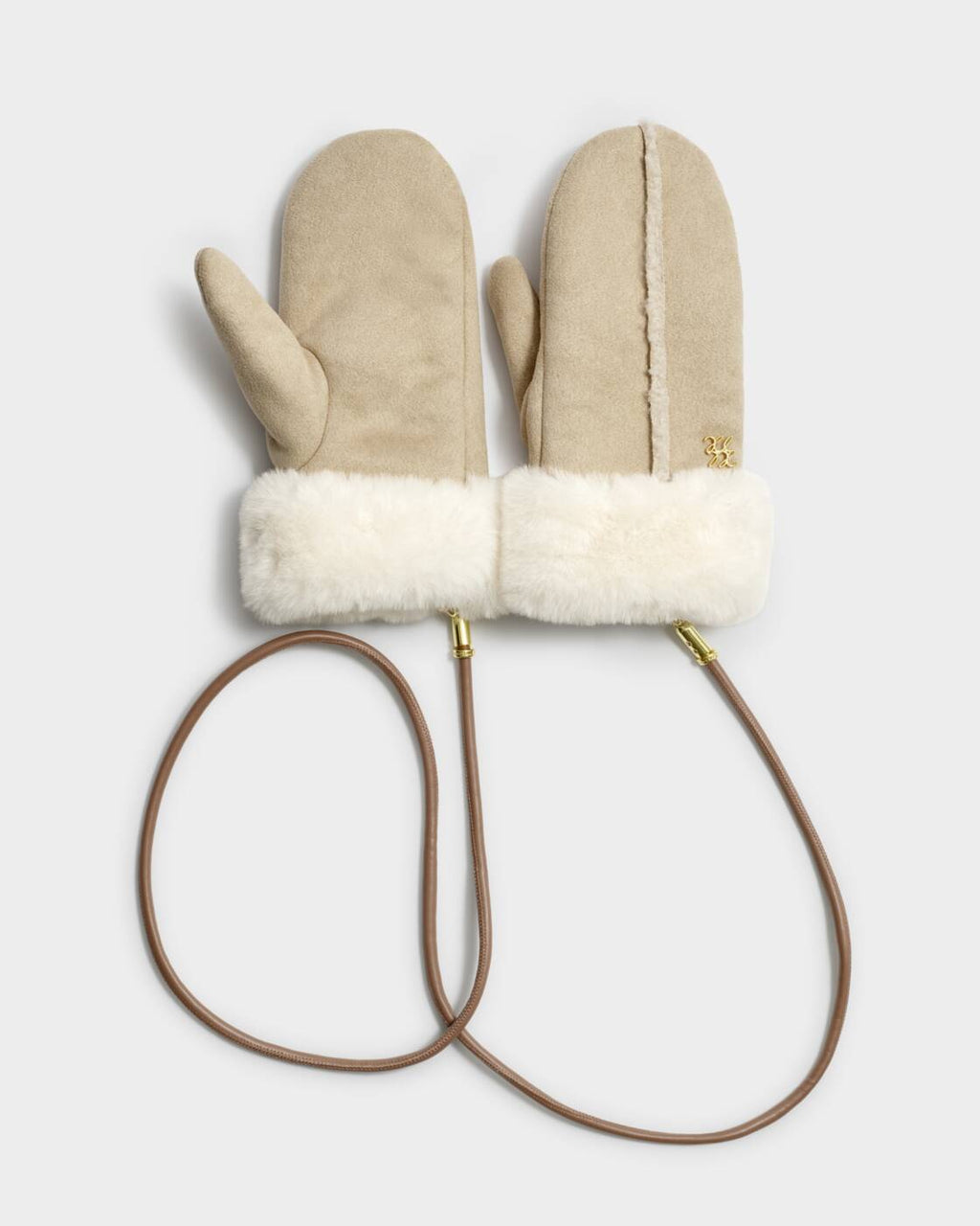 Katie Loxton Faux Suede Mittens Taupe Cream