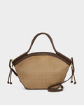 Katie Loxton Florence Mini Tote Bag Natural Raffia/Bitter Chocolate