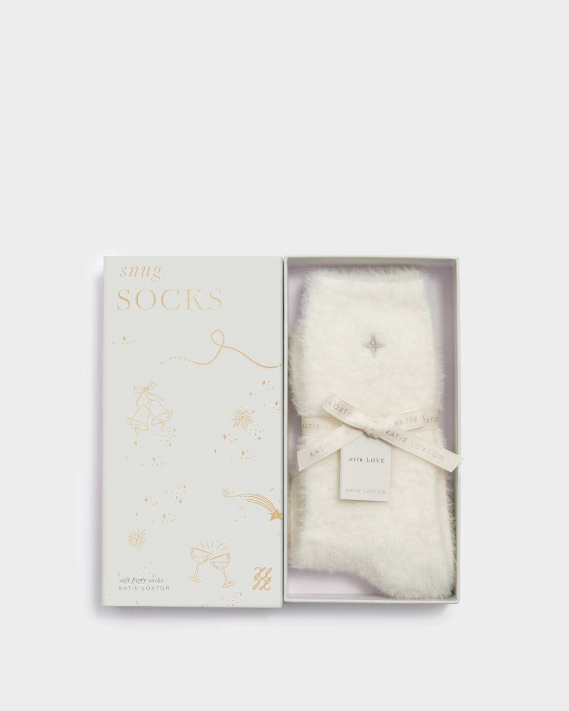 Katie Loxton Gift Boxed Fluffy Socks Star Off White One Size
