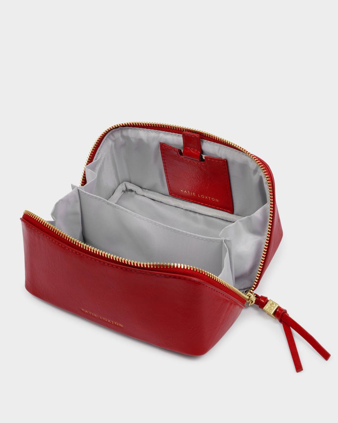 Katie Loxton Fold-Out Mirror Make Up Bag Crimson Patent Crackle