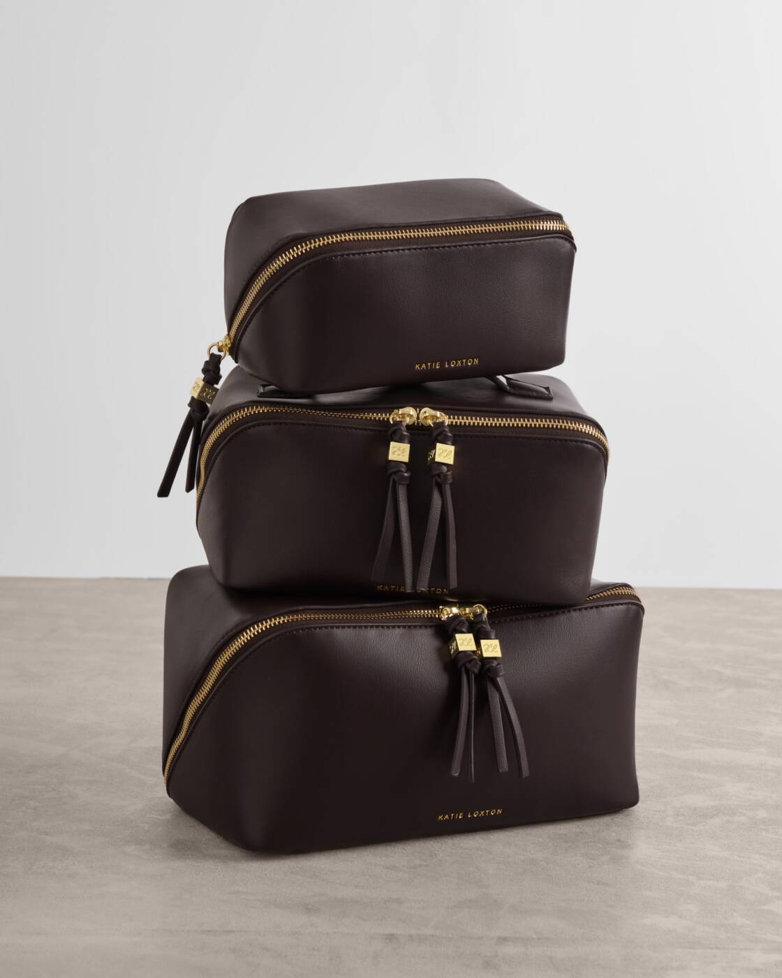 Katie Loxton Fold-Out Mirror Make Up Bag Bitter Chocolate
