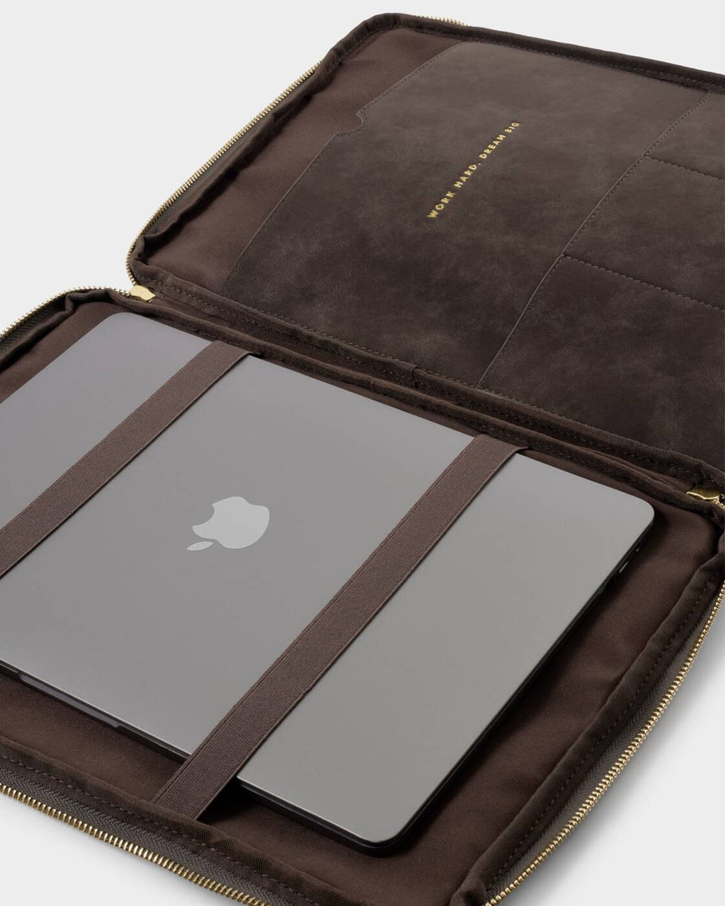 Katie Loxton Folio Laptop Case Chocolate Suedette
