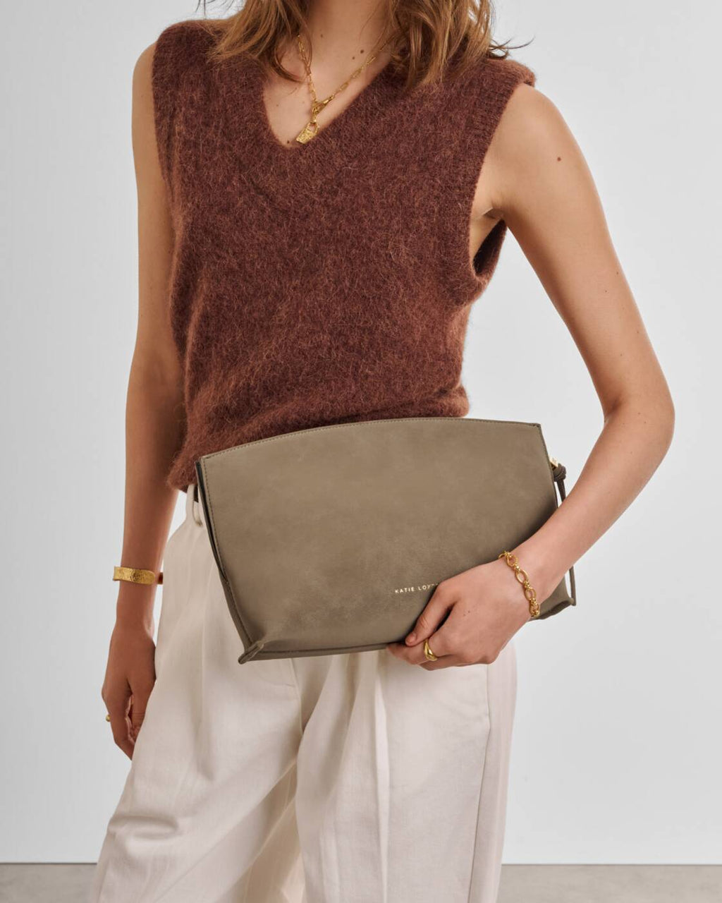 Katie Loxton Freya Clutch Taupe Suedette