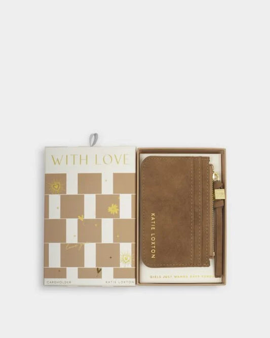 Katie Loxton Gift Boxed Coin & Cardholder Caramel Suedette