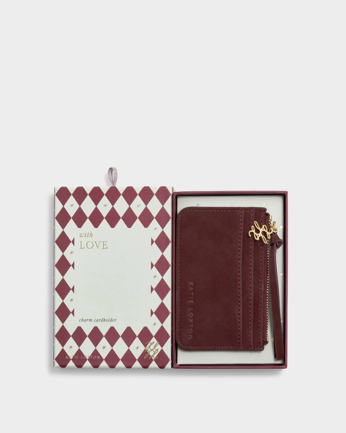 Katie Loxton Gift Boxed Coin & Cardholder Cherry Suedette