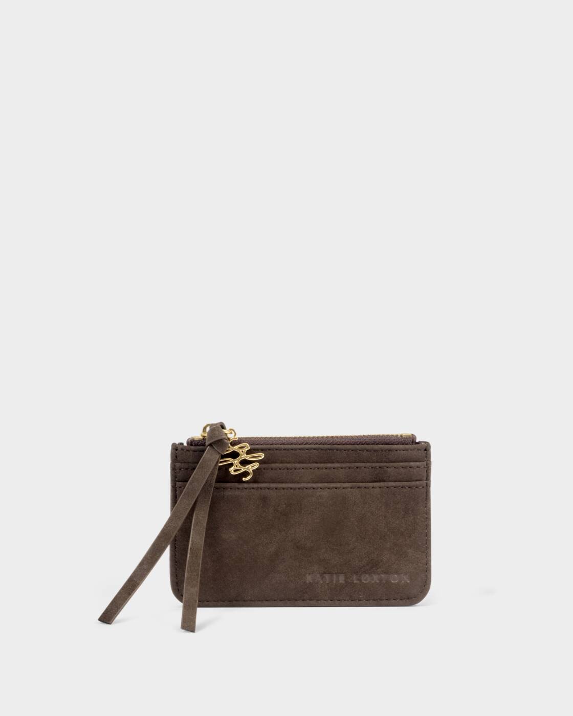 Katie Loxton Gift Boxed Coin & Cardholder Chocolate Suedette