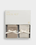 Katie Loxton Gift Boxed Duo Socks Taupe Fluffy Off White Sparkle One Size