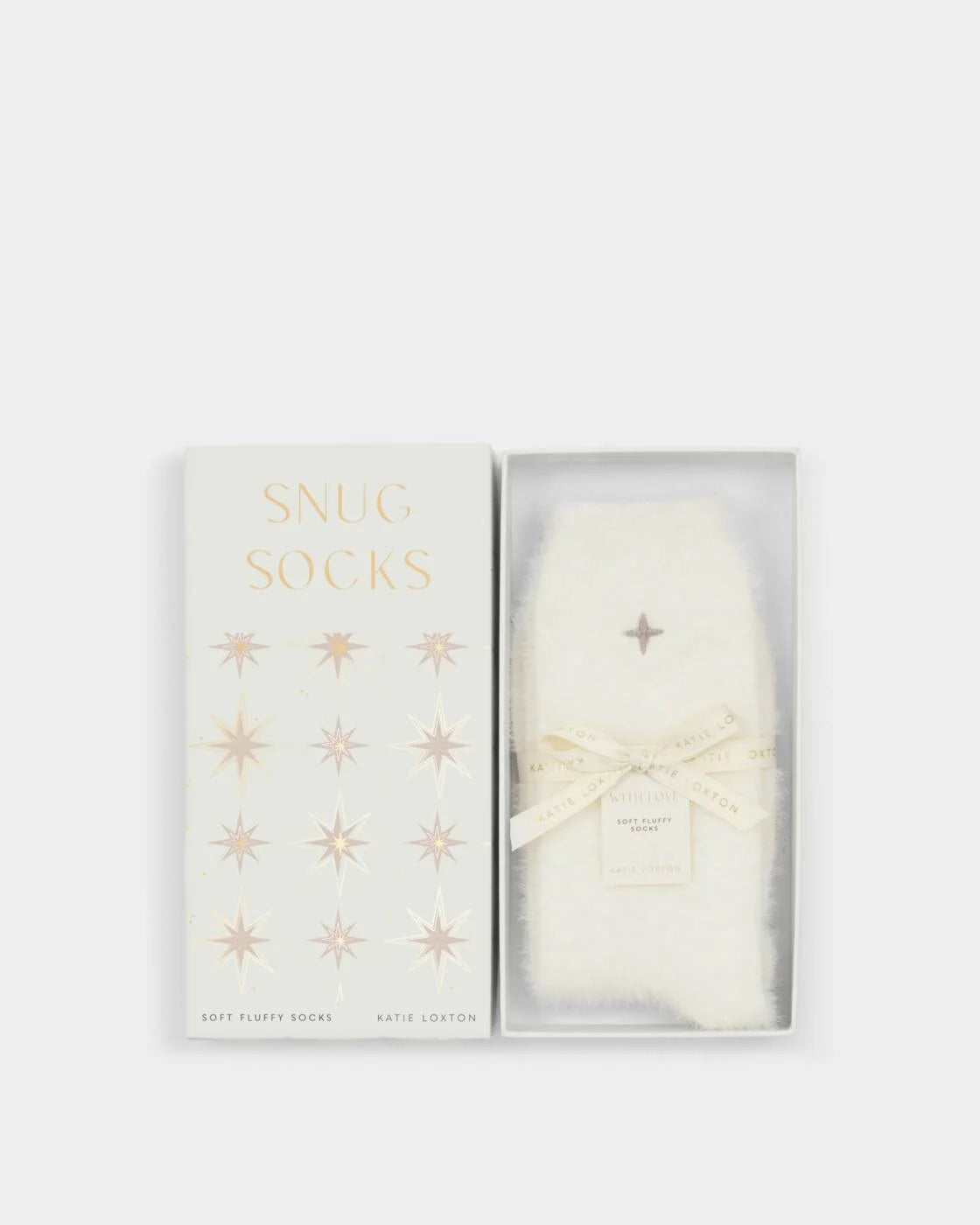 Katie Loxton Gift Boxed Fluffy Socks Star Off White One Size