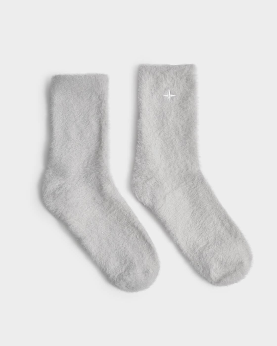 Katie Loxton Gift Boxed Fluffy Socks Star Pale Grey One Size