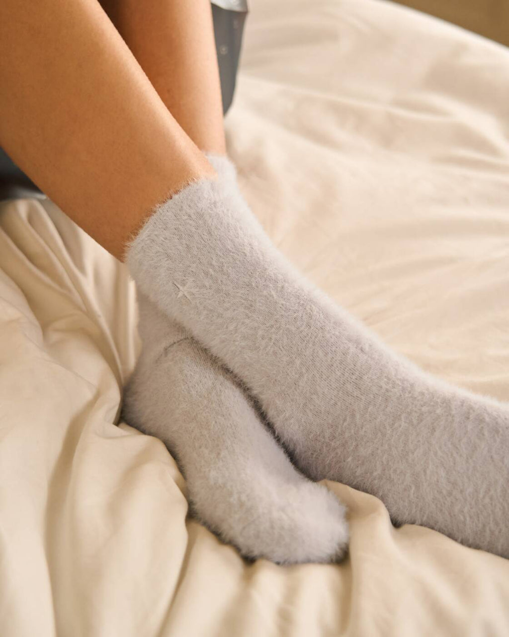 Katie Loxton Gift Boxed Fluffy Socks Star Pale Grey One Size