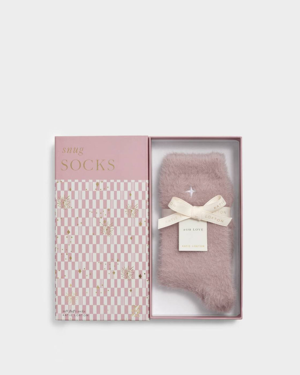 Katie Loxton Gift Boxed Fluffy Socks Star Pink One Size
