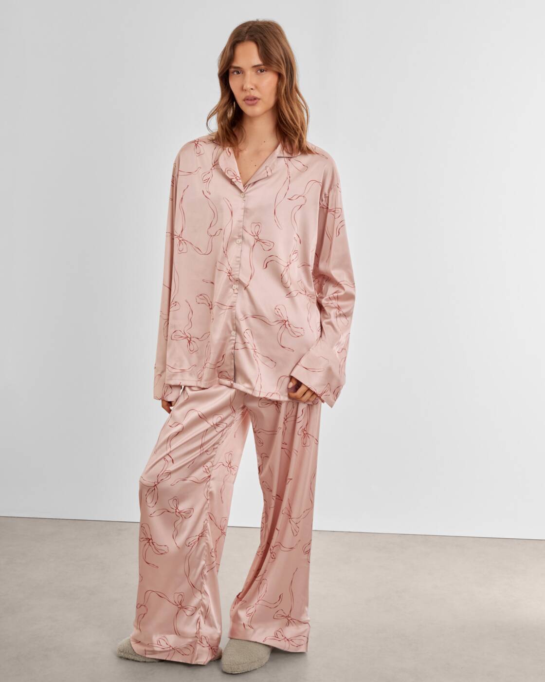 Katie Loxton Gift Boxed Pyjama Set Pink Cherry Bow Print Small
