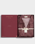 Katie Loxton Gift Boxed Pyjama Set Chocolate Off White Stripe Print Small