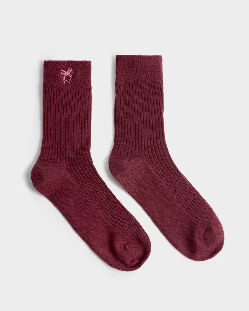 Katie Loxton Gift Boxed Ribbed Socks Bow Cherry One Size