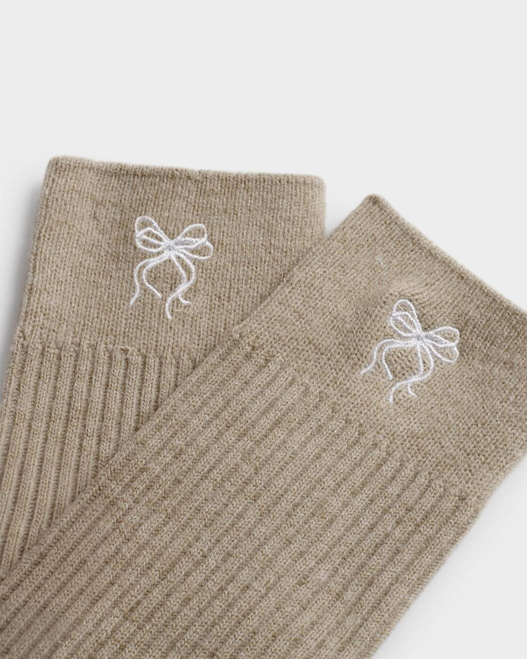 Katie Loxton Gift Boxed Ribbed Socks Bow Taupe One Size