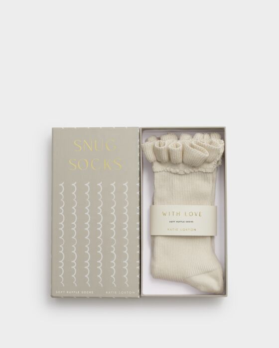 Katie Loxton Gift Boxed Ruffle Socks Off White One Size