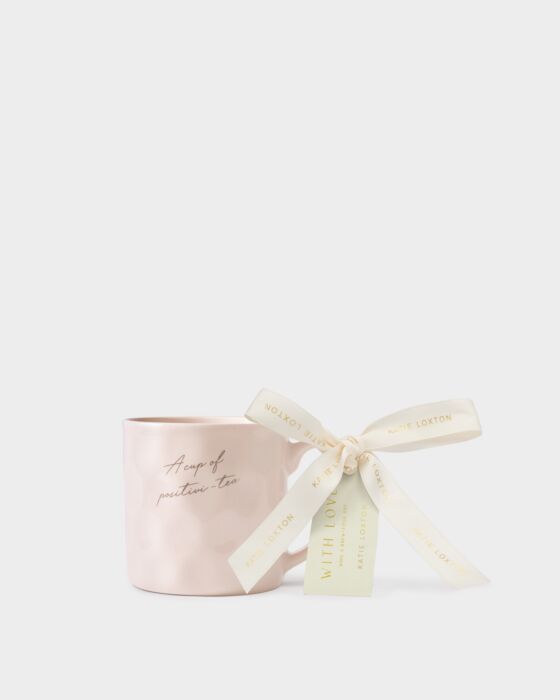 Katie Loxton Gift Tag Mug A Cup Of Positivi-Tea Light Pink