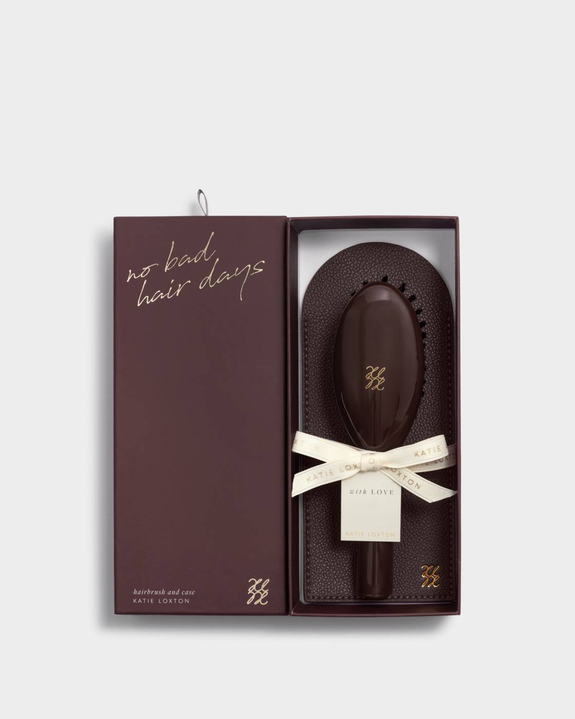 Katie Loxton Hairbrush & Case Set Chocolate Bitter Chocolate