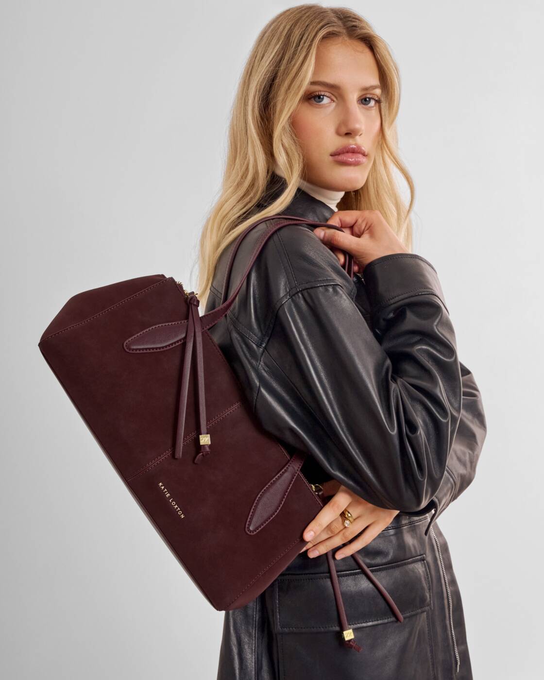 Katie Loxton Hattie Shoulder Bag Cherry Suedette Cherry