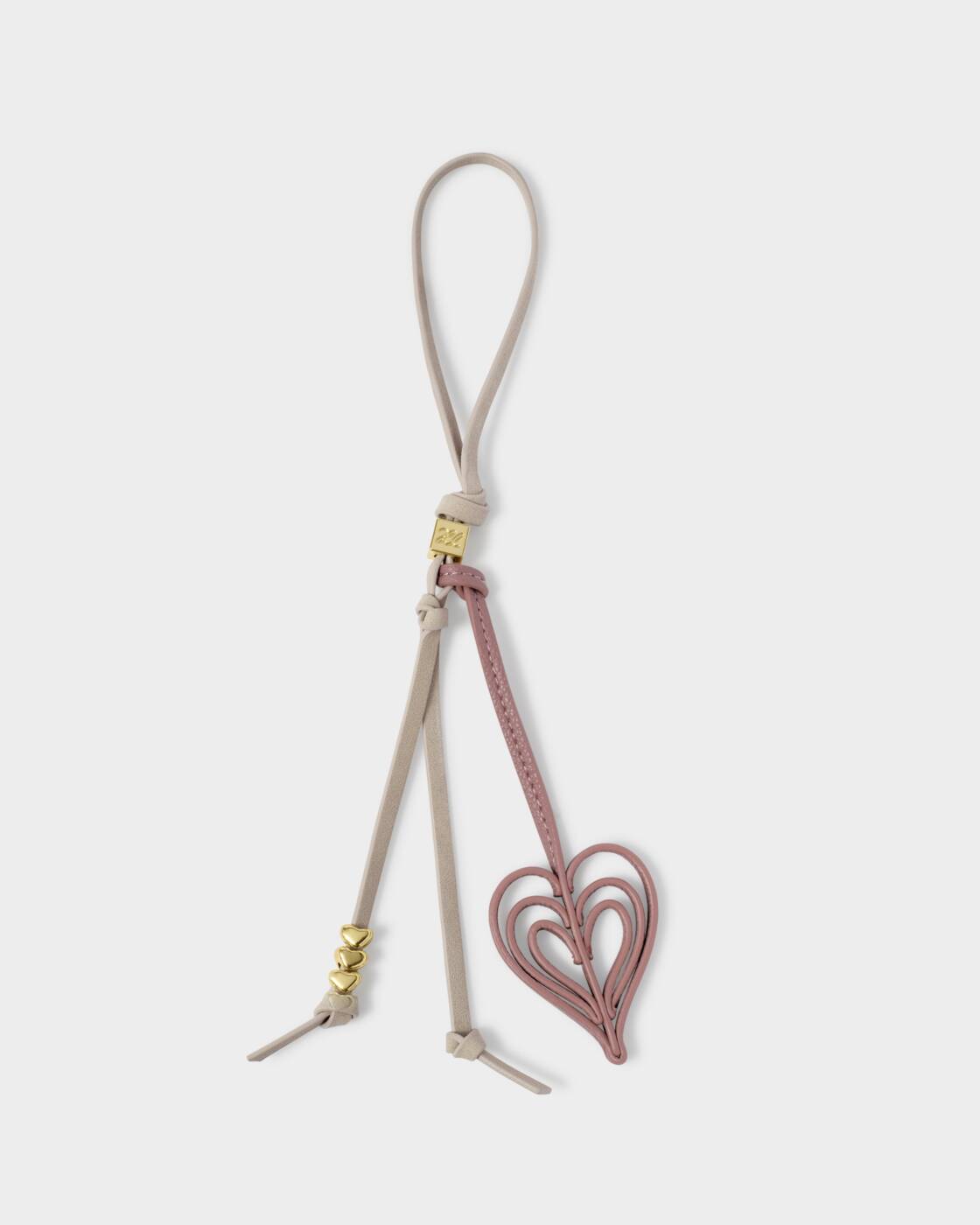 Katie Loxton Heart Bag Charm Linen Suedette Deep Rose
