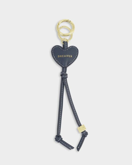 Katie Loxton Heart Charm Keyring Dreamer Light Navy